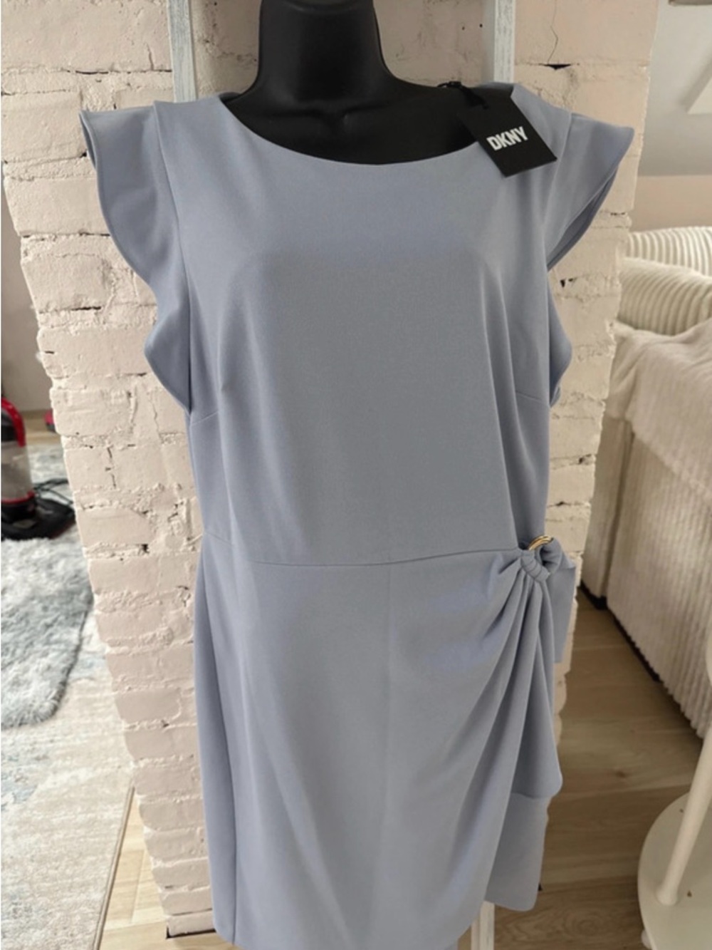 DKNY Light Blue Sheath Dress with Side Knot size 14